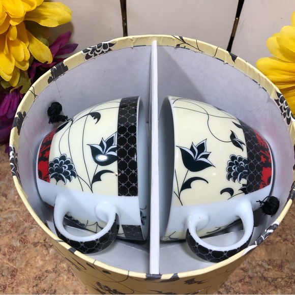 2 Porcelain Sankaty Cappuccino Cups & Saucer Set, by Wooster & Prince - Picture 3 of 10